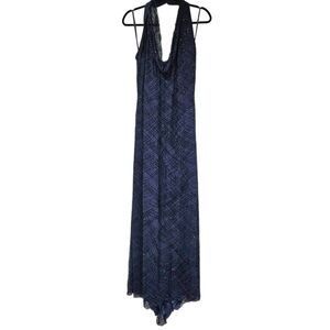 NEW VINTAGE Victoria Royal Ltd Navy Blue Fully Beaded 100% Silk Gown Dress 12